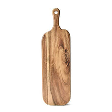 Load image into Gallery viewer, BILL.F Acacia Wood Cutting Board with Handle Small Size Long Wooden Charcuterie Board Paddle Cheese Board Serving Boards for Kitchen Meat, Pizza,Cheese, Bread, Vegetables &Fruits 16'' x 4.7'' x 0.6''