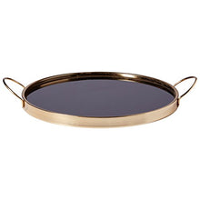 Load image into Gallery viewer, Rivet Contemporary Decorative Round Metal Serving Tray - 17.5 Inch, Black and Gold