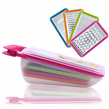 Load image into Gallery viewer, Tenta Kitchen 4 Piece Cheese Grater Set with Container - Zester Parmesan Cheese Shredder Vegetable Slicer Cheese Graters - Fine and Coarse Metal Hand Cheese Grater Adjustable Hard Cheese Slicer (4 in 1,Red)