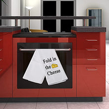 Load image into Gallery viewer, LEVLO Funny Cheese Lovers Gift Fold in The Cheese Kitchen Towels Kitchen Chef Towels Gifts Baking Towels (Fold in The Cheese)