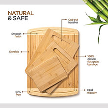 Load image into Gallery viewer, Bamboo Cutting Board Set of 4 - Kitchen Chopping Boards with Juice Groove for Meat, Cheese and Vegetables - Large Natural Wood Butcher Block, Cheese Board & Charcuterie Board