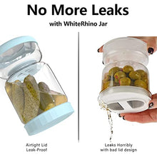 Load image into Gallery viewer, WhiteRhino Glass Pickle Jar with Strainer Flip,34oz/1000ml Olive Hourglass Container,Upside Down Pickle Storage Holder for Jalapenos,Leakproof Airtight Lids and Refrigerator Dishwasher Safe(Clear)