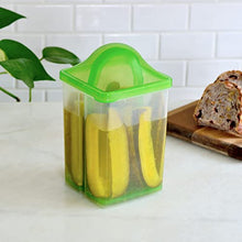 Load image into Gallery viewer, Youngever 2 Pack Pickle Container with Strainer, Plastic Pickle Holder with Strainer, Pickle Keeper with Lid