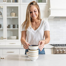 Load image into Gallery viewer, Small Mandala Porcelain Bowl Set | Bowls for Side Dishes, Dips, Snacks, Rice, Noodles, Ice Cream | Portion Control, Stackable, Microwave & Dishwasher Safe | 4.5 Inch, 10 Ounce, Set of 6