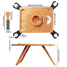 Load image into Gallery viewer, Picnic Table Portable, Foldable Table Bamboo Snack Table Beach Table with 4 Cheese Knives and Wine Bottle Glass Holder Adjustable Rotation