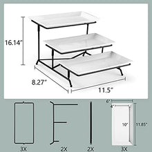 Load image into Gallery viewer, Yedio 3 Tier Rectangular Serving Platter, Porcelain 3 Tier Serving Tray for Fruit Dessert Display, Durable 3 Tier Serving Stand, Dishwasher Safe