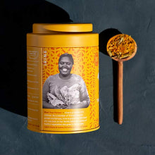 Load image into Gallery viewer, JusTea TURMERIC GINGER | Loose Leaf Herbal Tea with Hand Carved Tea Spoon | 40+ Cups (110g) | Caffeine Free | Award-Winning | Fair Trade | Non-GMO