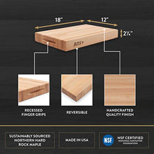Load image into Gallery viewer, John Boos Block RA01 Maple Wood Edge Grain Reversible Cutting Board, 18 Inches x 12 Inches x 2.25 Inches