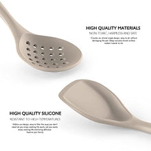 Load image into Gallery viewer, Silicone Cooking Utensils - Kitchen Utensil Set,Slotted/Solid Spoon,Turner,Spatula,Pasta Server,Deep Soup Ladle,Wooden Handles Kitchen Gadgets Tools Set,Non-Stick Cookware Friendly (Khaki)