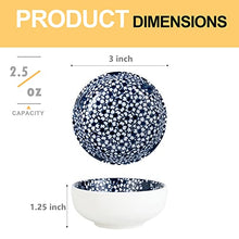 Load image into Gallery viewer, Swuut Japanese Style Ceramic Dipping Bowls,3 Inch Side Dishes Sauce Dishes for Sushi,Sauce,Snack and Soy,3 Oz Blue and White Pinch Bowls for Kitchen Prep - Set of 6(3 inch)