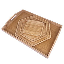 Load image into Gallery viewer, Bamboo Serving Trays Bread Plates Cheese Board/Charcuterie Platter 16.8"x12" Includes Two Hexagon One Square
