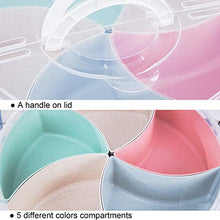 Load image into Gallery viewer, Divided Serving Tray Platter with Lid & Handle Storage Container - 5 Plastic Compartment Box Clear Organizer - for Candy, Fruits, Nuts, Snacks Parties Entertaining