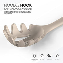 Load image into Gallery viewer, Silicone Cooking Utensils - Kitchen Utensil Set,Slotted/Solid Spoon,Turner,Spatula,Pasta Server,Deep Soup Ladle,Wooden Handles Kitchen Gadgets Tools Set,Non-Stick Cookware Friendly (Khaki)