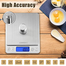 Load image into Gallery viewer, CHWARES Digital Kitchen Scales,USB Charging, 3Kg/0.1g Mini Food Scales, Electric Cooking Scales, Waterproof Digital Scale USB Rechargeable, LCD Display, Stainless Steel, for Ingredients Jewelry Coffe