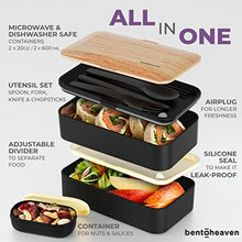 Load image into Gallery viewer, Premium Bento Lunch Box in 8 Modern Colors, 2 Compartments, Leak-proof, Includes Sauce Container, Divider, Cutlery & Chopsticks, 40oz Japanese Bento Box for Adults & Kids, Microwave-& Dishwasher-safe