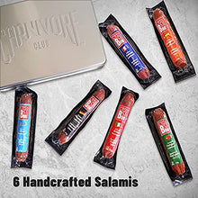 Load image into Gallery viewer, Carnivore Club 6-Pack Salami Sampler Taste of Europe - Comes in Premium Gift Tin Box - Meat Sampler Gourmet Food Gift Basket - Great with Crackers Cheese Wine - Ultimate Gift for Meat Lovers