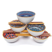 Load image into Gallery viewer, Small Mandala Porcelain Bowl Set | Bowls for Side Dishes, Dips, Snacks, Rice, Noodles, Ice Cream | Portion Control, Stackable, Microwave & Dishwasher Safe | 4.5 Inch, 10 Ounce, Set of 6