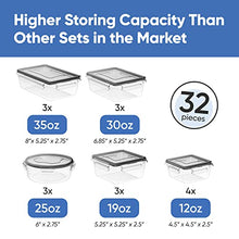 Load image into Gallery viewer, Food Storage Containers Set - Airtight Plastic Containers with Easy Snap Lids (16 Pack) - Leak Proof Kitchen & Pantry Organization - BPA-Free - 16 Chalkboard Labels & Marker - Chef's Path