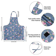 Load image into Gallery viewer, SUSSURRO 2 Pack Floral Aprons with 2 Pockets, Cotton Canvas Chef Bakers Apron Cooking Baking Adjustable Kitchen Aprons with Rose Pattern for Mom Wife