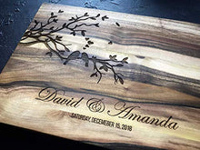 Load image into Gallery viewer, Personalized Engraved Cutting Board- Wedding Gift, Anniversary Gifts, Birds Brunch Housewarming Gift, Christmas Gift, Corporate Gift, Award, Promotion Lovebirds