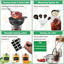 Load image into Gallery viewer, Canning Supplies, Canning Kit, Stainless Steel Canning Set for Canning Pot, Canning Tools - Ladle, Measuring Spoon,Tongs, Funnel, Jar Lifter, Bubble Popper, Lid Lifter, Jar Wrench, Labels - Black