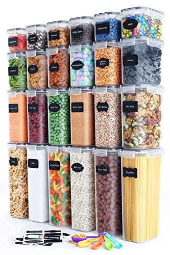 PRAKI Airtight Food Storage Container Set 16 Pcs BPA Free Plastic Dry Food Canisters for Kitchen Pantry Organization and Storage Ideal for Cereal Flou