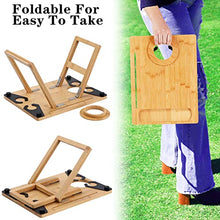 Load image into Gallery viewer, Picnic Table Portable, Foldable Table Bamboo Snack Table Beach Table with 4 Cheese Knives and Wine Bottle Glass Holder Adjustable Rotation