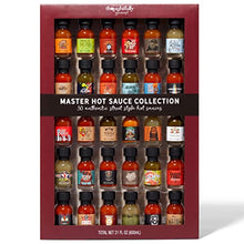 Load image into Gallery viewer, Thoughtfully Gifts, Master Hot Sauce Collection Gift Set, Flavors Include Garlic Herb, Cayenne Bacon, Apple Whiskey, Mango Habanero and More, Pack of 30