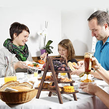 Load image into Gallery viewer, Nynelly Wood Tiered Serving Tray , 3 Tier Serving Stand, Wooden Serving Tray for Entertaining Serving Platter with Collapsible Stand for Picnic Party,Party Serving Trays and Platters