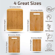 Load image into Gallery viewer, Bamboo Cutting Board Set of 4 - Kitchen Chopping Boards with Juice Groove for Meat, Cheese and Vegetables - Large Natural Wood Butcher Block, Cheese Board & Charcuterie Board