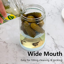 Load image into Gallery viewer, WhiteRhino Glass Pickle Jar with Strainer Flip,34oz/1000ml Olive Hourglass Container,Upside Down Pickle Storage Holder for Jalapenos,Leakproof Airtight Lids and Refrigerator Dishwasher Safe(Clear)