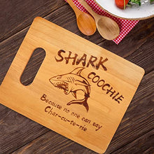 Load image into Gallery viewer, Charcuterie Board Wooden Engraved Smooth Cutting Board Portable Easy to Clean Funny Shark Coochie Board Meat and Cheese Board for Kitchen Camping Picnic(Shark 33X24)