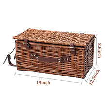 Load image into Gallery viewer, Picnic Baskets for 4 People - Retro Classic Willow Hamper Set with Waterproof Blanket for Camping &Outdoor Party