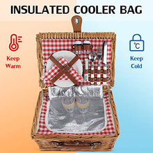 Load image into Gallery viewer, Picnic Basket Set for 2 People, Durable Wicker Picnic Hamper Set