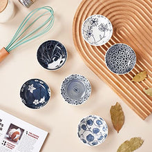 Load image into Gallery viewer, Swuut Japanese Style Ceramic Dipping Bowls,3 Inch Side Dishes Sauce Dishes for Sushi,Sauce,Snack and Soy,3 Oz Blue and White Pinch Bowls for Kitchen Prep - Set of 6(3 inch)