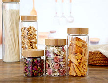 Load image into Gallery viewer, Lawei Set of 10 Glass Food Jars with Bamboo Lids - Food Storage Jars Glass Canister Set for Candy, Cookie, Rice, Sugar, Flour, Pasta, Nuts