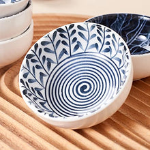 Load image into Gallery viewer, Swuut Japanese Style Ceramic Dipping Bowls,3 Inch Side Dishes Sauce Dishes for Sushi,Sauce,Snack and Soy,3 Oz Blue and White Pinch Bowls for Kitchen Prep - Set of 6(3 inch)