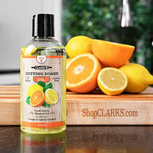 Load image into Gallery viewer, Cutting Board Oil (12oz) by CLARK'S | Enriched with Lemon & Orange Oils | Food Grade Mineral Oil |Butcher Block Oil & Conditioner