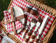 Load image into Gallery viewer, Picnic Basket Set for 2 People, Durable Wicker Picnic Hamper Set