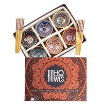 Load image into Gallery viewer, Small Mandala Porcelain Bowl Set | Bowls for Side Dishes, Dips, Snacks, Rice, Noodles, Ice Cream | Portion Control, Stackable, Microwave & Dishwasher Safe | 4.5 Inch, 10 Ounce, Set of 6