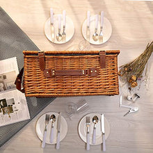 Load image into Gallery viewer, Picnic Baskets for 4 People - Retro Classic Willow Hamper Set with Waterproof Blanket for Camping &Outdoor Party