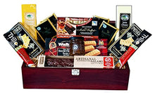Load image into Gallery viewer, Gourmet Gift Basket - Charcuterie and Cheese Gift Collection - Artisanal Handcrafted Salami, Chutney, Swiss Cheese (4oz), Cheddar or Jalapeño Cheese (4oz), Olive Oil & Sea Salt Crackers; and Delicious Assortments of Complementary Goodies