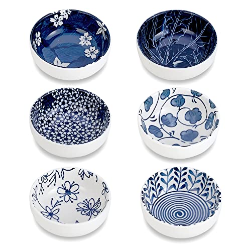 SET of 2 Japanese 3.5D Soy Sauce Soup Bowls Blue Tokusa Lines Made in Japan SET of 2 Japanese 3.5D Soy Sauce Soup Bowls Blue Tokusa Lines Made in Japan