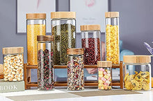 Load image into Gallery viewer, Lawei Set of 10 Glass Food Jars with Bamboo Lids - Food Storage Jars Glass Canister Set for Candy, Cookie, Rice, Sugar, Flour, Pasta, Nuts