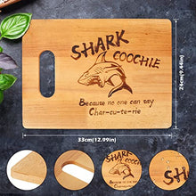 Load image into Gallery viewer, Charcuterie Board Wooden Engraved Smooth Cutting Board Portable Easy to Clean Funny Shark Coochie Board Meat and Cheese Board for Kitchen Camping Picnic(Shark 33X24)