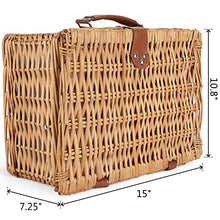 Load image into Gallery viewer, Picnic Basket Set for 2 People, Durable Wicker Picnic Hamper Set
