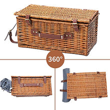 Load image into Gallery viewer, Picnic Baskets for 4 People - Retro Classic Willow Hamper Set with Waterproof Blanket for Camping &Outdoor Party