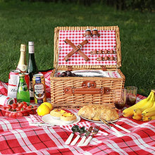 Load image into Gallery viewer, Picnic Basket Set for 2 People, Durable Wicker Picnic Hamper Set