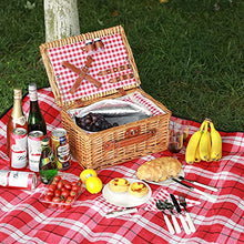 Load image into Gallery viewer, Picnic Basket Set for 2 People, Durable Wicker Picnic Hamper Set