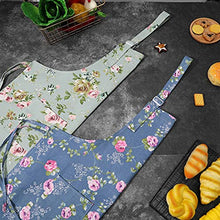 Load image into Gallery viewer, SUSSURRO 2 Pack Floral Aprons with 2 Pockets, Cotton Canvas Chef Bakers Apron Cooking Baking Adjustable Kitchen Aprons with Rose Pattern for Mom Wife
